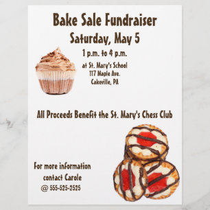 Bake Sale Fundraiser Flyer Cookies & Cupcakes