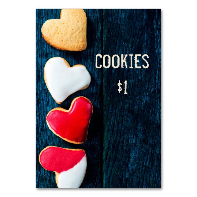 Bake Sale Price Table Sign Dark Background Table Number (Front)