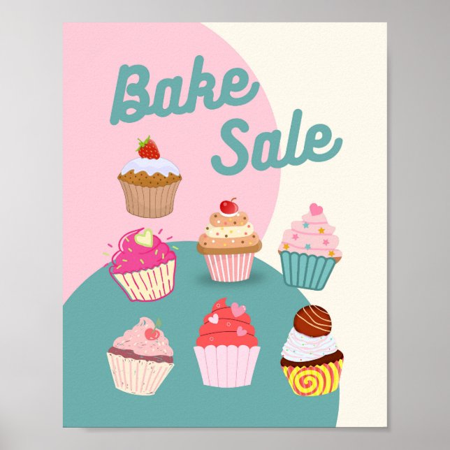 Bake Sale Sign, Cupcake Bake Sale Poster (Front)