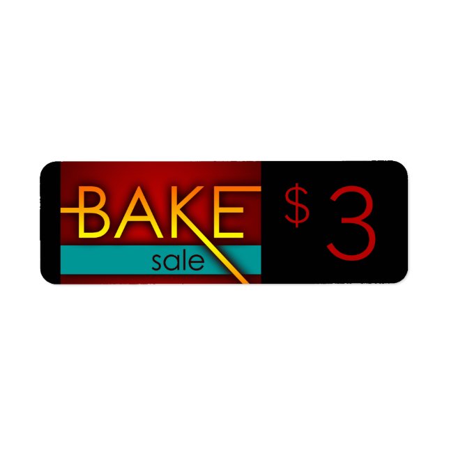 bake sale typographic flyers return address label (Front)