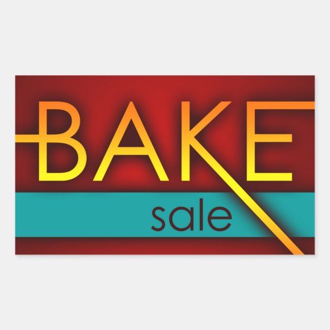 bake sale (typographic) rectangular sticker (Front)