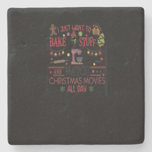 Bake Stuff And Watch Christmas Movies Custom Gift Stone Coaster