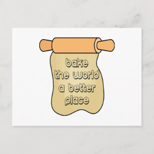 Bake the world a better place holiday postcard