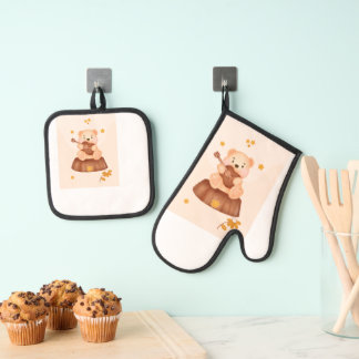 "Bake with Confidence: Premium Oven Gloves for Hom Mitt & Pot Holder Set