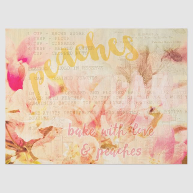 Bake with love and peaches collage tissue paper (Front)