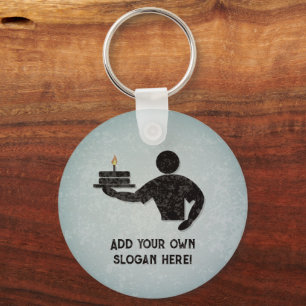 Baked a Cake Baker theme - your text on both sides Key Ring