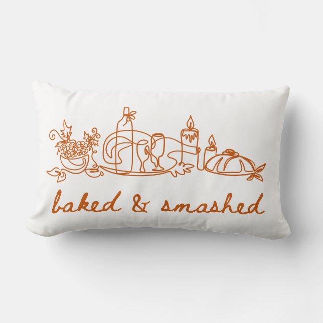 baked and smashed thanksgiving  lumbar cushion (Front)