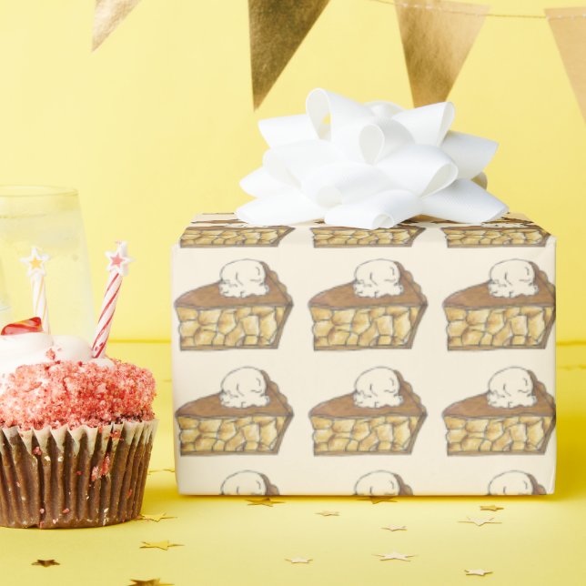 Baked Apple Pie Slice Vanilla Ice Cream a la Mode Wrapping Paper (Birthday Party)