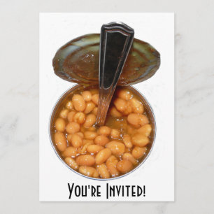 Baked Beans in Tin Can with Spoon Invitation