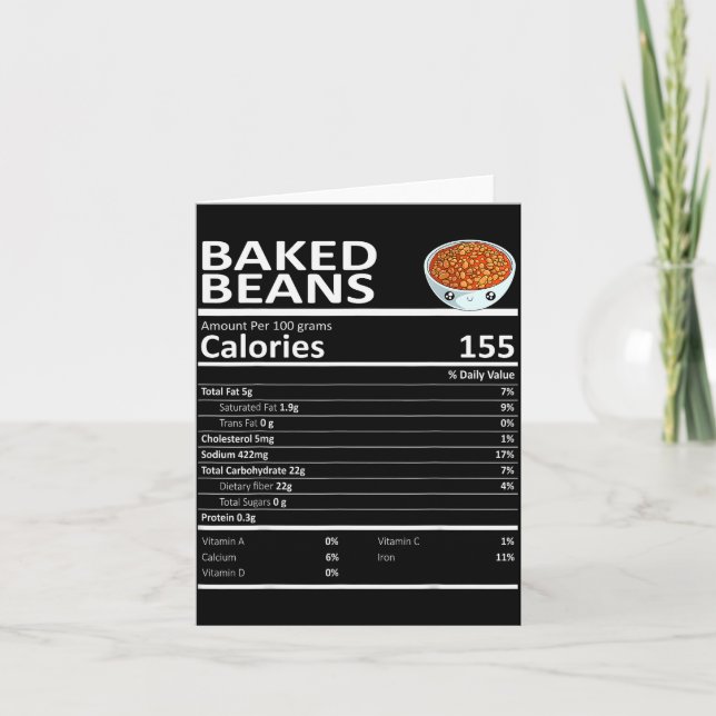 Baked Beans Nutritional Facts Thanksgiving X-mas G Card (Front)