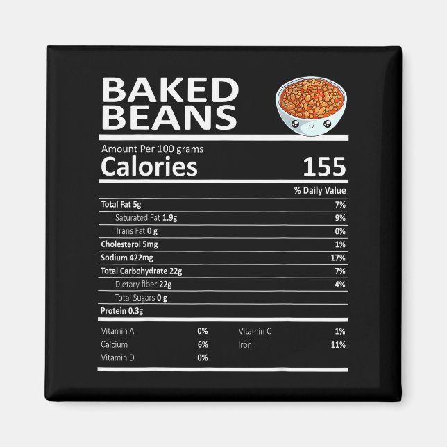Baked Beans Nutritional Facts Thanksgiving X-mas G Magnet (Front)