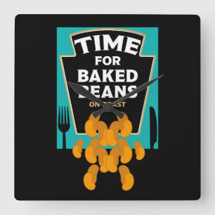 Baked Beans On Toast Square Wall Clock