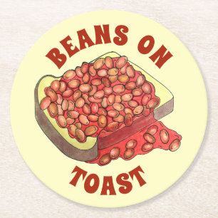 Baked Beans on Toast UK British Cuisine Food Round Paper Coaster