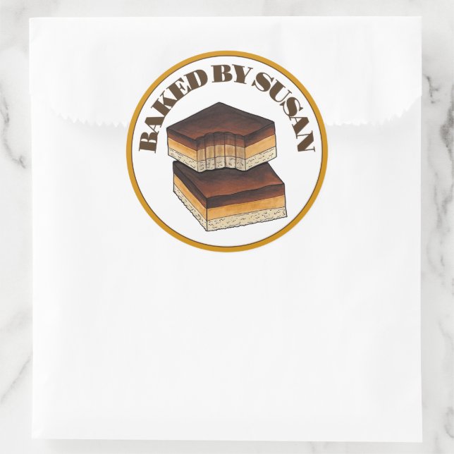 Baked By Bakery Homemade Millionaire's Shortbread Classic Round Sticker (Bag)