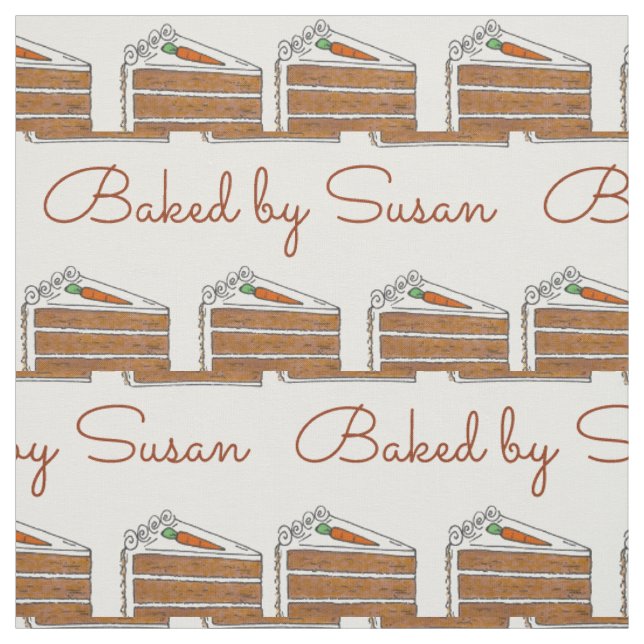 Baked By Personalised Carrot Cake Slice Baking Fabric (Swatch)