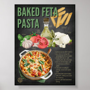Baked Feta Pasta Recipe Chalkboard Print