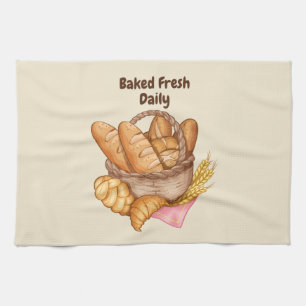 Baked Fresh Daily Bread and Rolls Bakery, Baking   Tea Towel