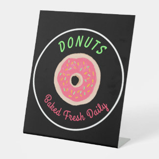 Baked Fresh Daily Faux Neon Doughnut Shop Pedestal Sign