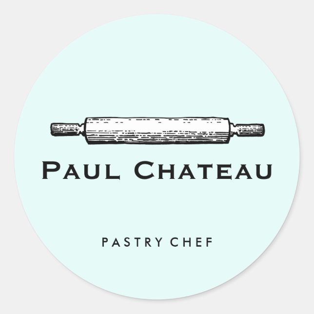 Baked Goods  Rolling Pin Bakery Pale Blue  Classic Round Sticker (Front)