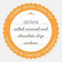 Baked Goods Round Gift Label Sticker Circle Orange