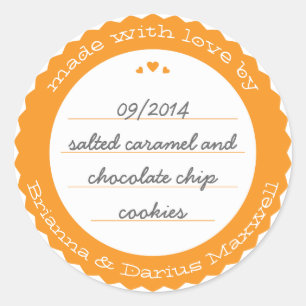 Baked Goods Round Gift Label Sticker Circle Orange