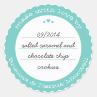 Baked Goods Round Gift Label Sticker Circle Teal