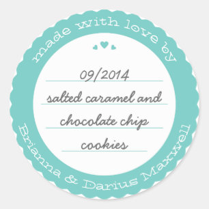 Baked Goods Round Gift Label Sticker Circle Teal