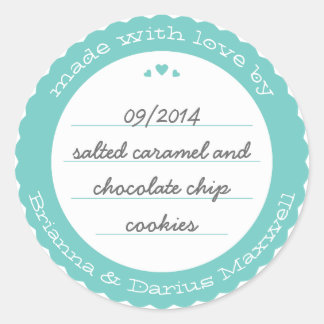 Baked Goods Round Gift Label Sticker Circle Teal