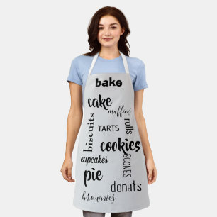 Baked Goods Words Grey/Black Kitchen Apron