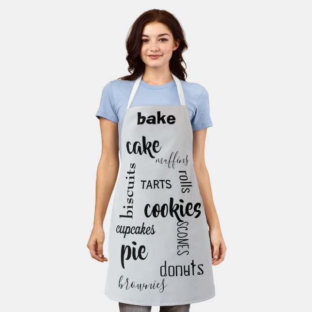 Baked Goods Words Grey/Black Kitchen Apron (Worn)