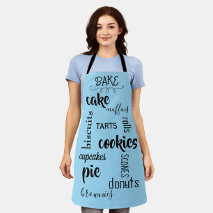 Baked Goods Words Light Blue Kitchen Apron