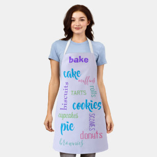Baked Goods Words Purple Kitchen Apron