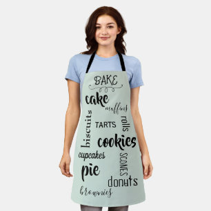 Baked Goods Words Sage Green Kitchen Apron