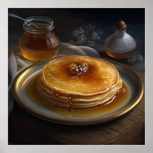 baked pancakes served on a stunnig platter poster