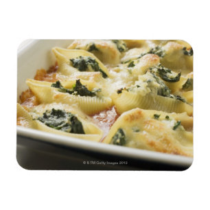 Baked pasta shells with spinach filling magnet