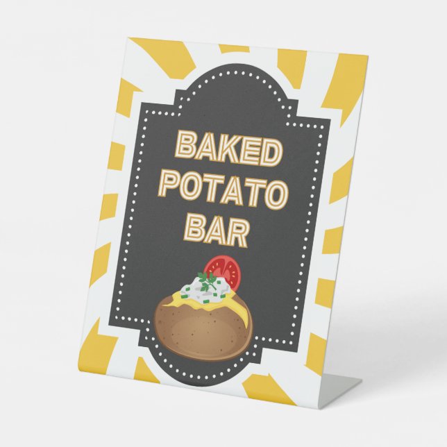 Baked Potato Bar - Pedestal Table Sign for Party (Front)