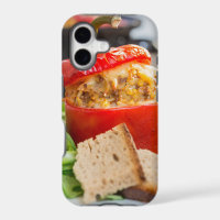 Baked stuffed peppers with meat sauce and cheese