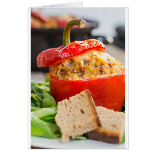 Baked stuffed peppers with meat sauce and cheese