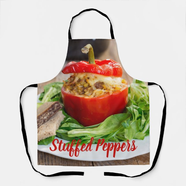 Baked Stuffed Peppers with meat sauce and cheese Apron (Front)