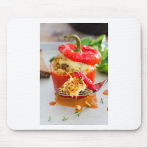 Baked stuffed peppers with meat sauce and cheese mouse pad