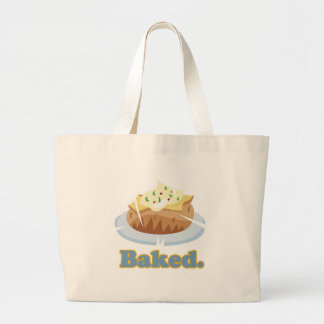 BAKED text baked potato Large Tote Bag