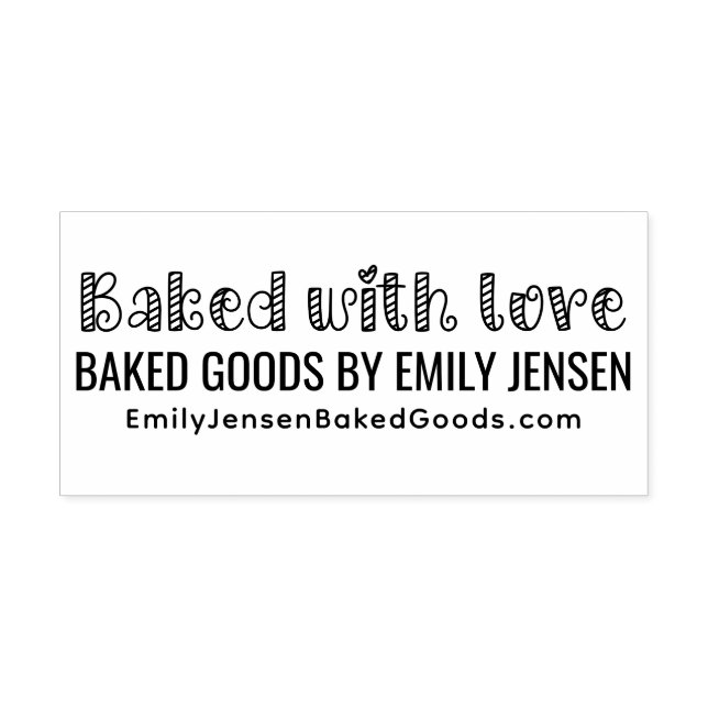 Baked with Love #1 Business Name Website URL Self-inking Stamp (Design)