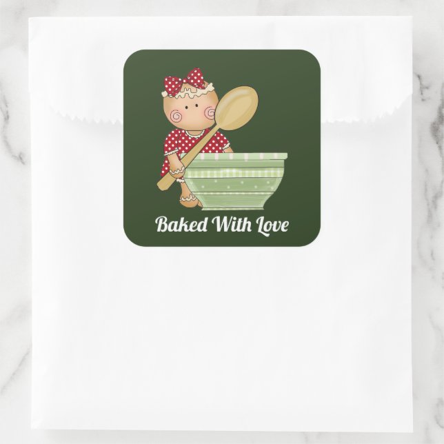 Baked with love add message baking ginger sticker (Bag)