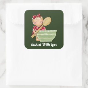 Baked with love add message baking ginger sticker