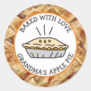 Baked with Love, Apple Pie Personalised Classic Round Sticker