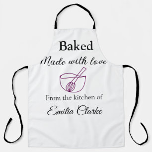 Baked with love bakery business add name texture l apron