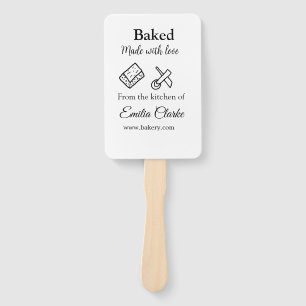 Baked with love bakery business add name texture l hand fan