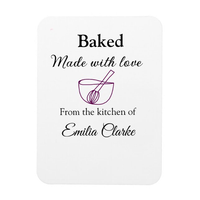 Baked with love bakery business add name texture l magnet (Vertical)