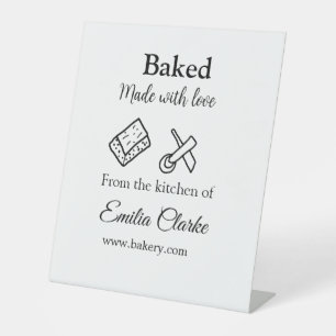 Baked with love bakery business add name texture l pedestal sign