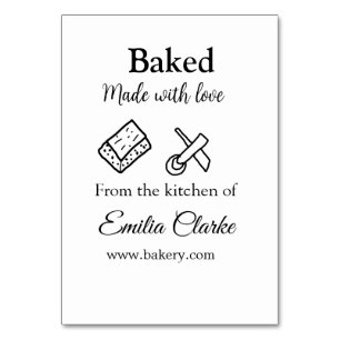 Baked with love bakery business add name texture l table number